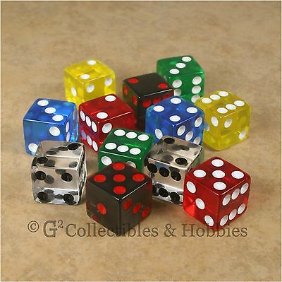 New 12 Multicolored Transparent Dice Set - 6 Colors Rpg Bunco Game 16mm D6