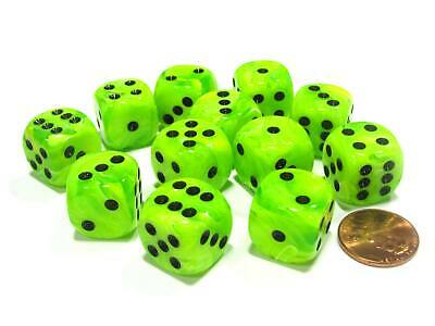 Vortex 16mm D6 Chessex Dice Block (12 Dice) - Bright Green With Black Pips