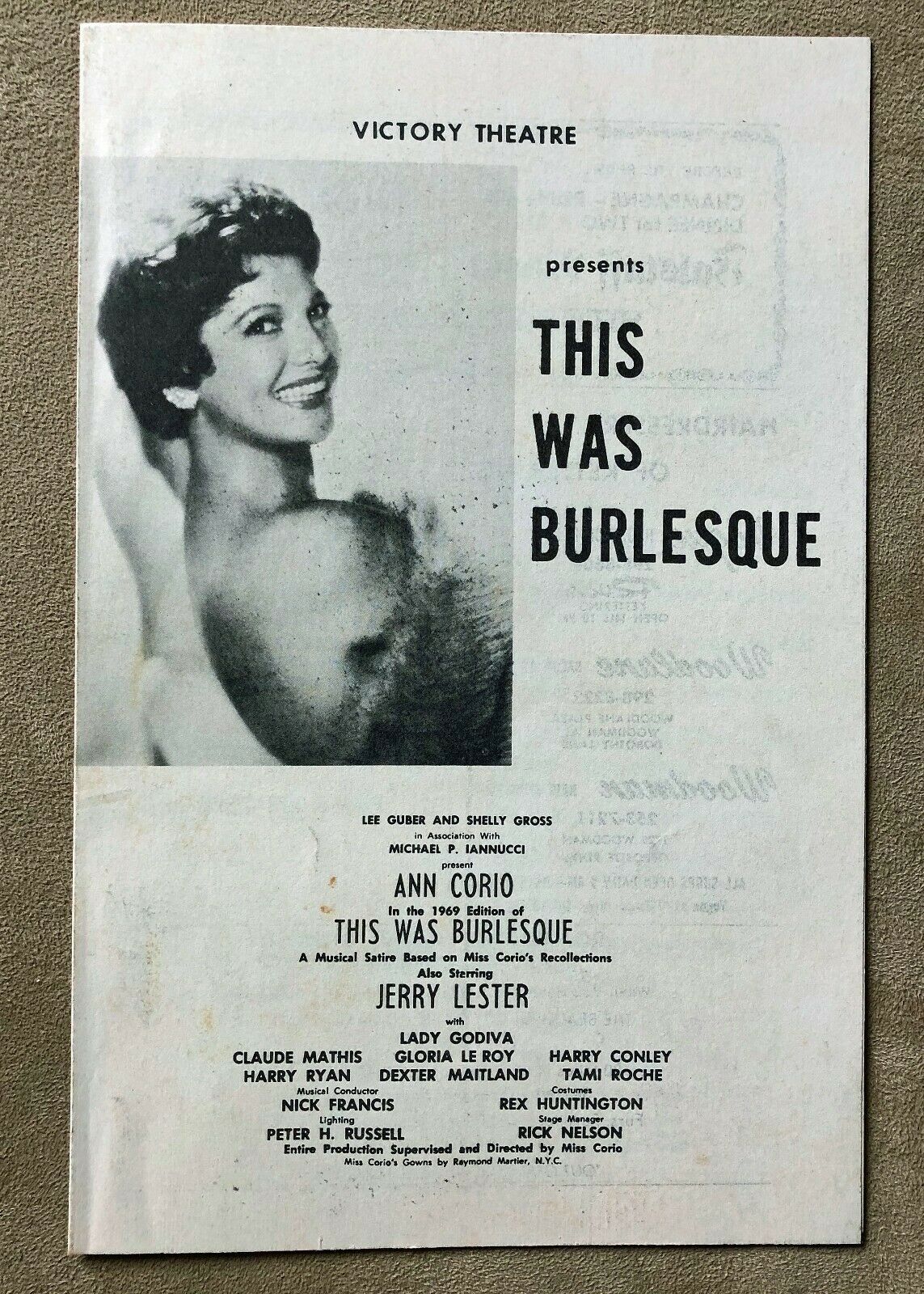 “this Was Burlesque” - Ann Corio - Victoria Theater - Dayton Ohio Program