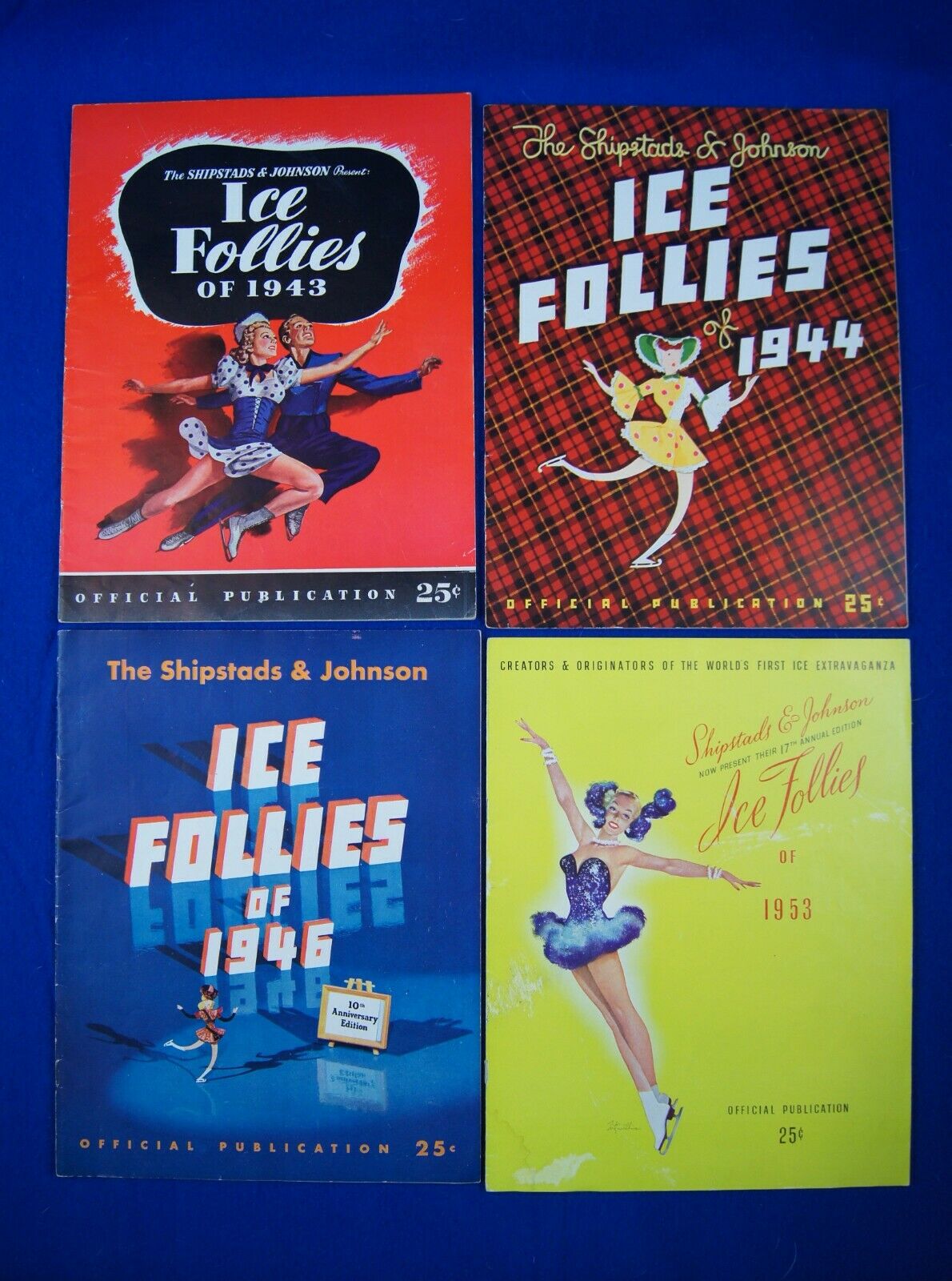 4 Shipstads & Johnson Ice Follies Of 1943/1944/1946/ 1953 Souvenir Program Sf Ca